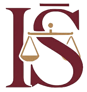 Logo Mgr. Iveta Števková – monogram IŠ s váhami spravodlivosti.